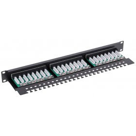Patch panel RACK 19" 1U, 24 porty kat. 6 UTP, Netrack, z półką, czarny - 3