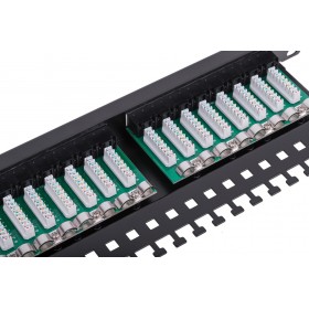 Patch panel RACK 19" 1U, 24 porty kat. 6 UTP, Netrack, z półką, czarny - 4