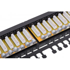 Patch panel RACK 19" 0,5U, 24 porty kat. 6 UTP, Netrack, z półką, czarny - 4