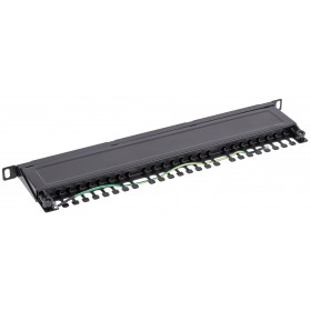 Patch panel RACK 19" 0,5U, 24 porty kat. 5e FTP, STP, Netrack, z półką, czarny - 3