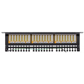 Patch panel RACK 19" 0,5U, 24 porty kat. 5e FTP, STP, Netrack, z półką, czarny - 6