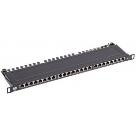 Patch panel RACK 19" 0,5U, 24 porty kat. 6 FTP, STP, Netrack, z półką, czarny - 2
