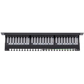 Patch panel RACK 19" 1U, 24 porty kat. 6A FTP, STP, Netrack, z półką, czarny - 6