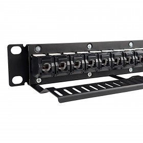 Patch panel keystone RACK 10"  12 porty, UTP, wyposażony 12xkeystone jack kat. 5e, Netrack, czarny - 5
