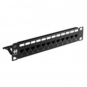 Patch panel keystone RACK 10"  12 porty, UTP, wyposażony 12xkeystone jack kat. 5e, Netrack, czarny - 6