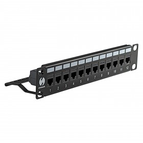 Netrack Keystone-Patchpanel 10" 12-Port, UTP, bestückt mit 12x Keystone-Buchse Kat. 6 - 6