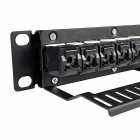 Patch panel keystone RACK 10"  12 porty, UTP, wyposażony 12xkeystone jack kat. 6 , Netrack, czarny - 5