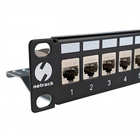 Netrack Keystone-Patchpanel 10" 12-Port, FTP, bestückt mit 12x Keystone-Buchse Kat. 5e - 4