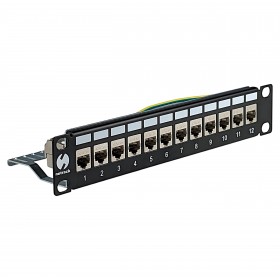 Patch panel keystone RACK 10"  12 porty, FTP, STP, wyposażony 12xkeystone jack kat. 5e, Netrack, czarny - 6