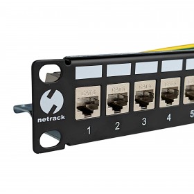 Patch panel keystone RACK 10"  12 porty, FTP, STP, wyposażony 12xkeystone jack kat. 6, Netrack, czarny - 4