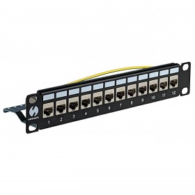 Netrack Keystone-Patchpanel 10" 12-Port, FTP, bestückt mit 12x Keystone-Buchse Kat. 6 - 6