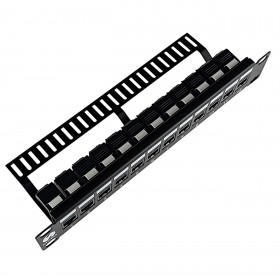 Netrack Patchpanel Keystone 10" 12-Port, UTP, bestückt mit 12x Keystone-Buchse Kat. 6A - 7