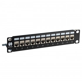 Netrack keystone patch panel 10" 12-ports, FTP, equipped with 12x keystone jack cat. 6A - 6