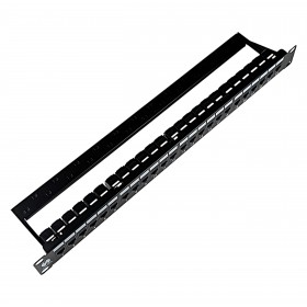 Patch panel keystone RACK 19" 24 porty, UTP, wyposażony 24xkeystone jack kat. 5e, Netrack, czarny - 7