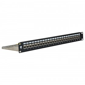 Netrack Keystone-Patchpanel 19" 24-Port, FTP, bestückt mit 24x Keystone-Buchse Kat. 5e - 6