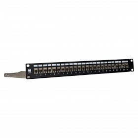 Patch panel keystone RACK 19" 24 porty, FTP, STP, wyposażony 24xkeystone jack kat. 6, Netrack, czarny - 6