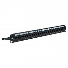Netrack keystone patch panel 19" 24-ports, UTP, equipped with 24x keystone jack cat. 6A - 6