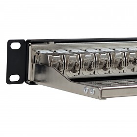 Patch panel keystone RACK 19" 24 porty, FTP, STP, wyposażony 24xkeystone jack kat. 6A, Netrack, czarny - 5