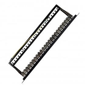 Patch panel keystone RACK 19" 24 porty, FTP, STP, wyposażony 24xkeystone jack kat. 6A, Netrack, czarny - 7
