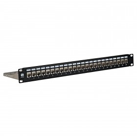 Patch panel keystone RACK 19" 24 porty, FTP, STP, wyposażony 24xkeystone jack kat. 6A, Netrack, czarny - 6