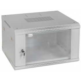 Netrack wall cabinet F-Line Rack 19", 6U/600x450mm - gray, glass doors, opening sides - 1