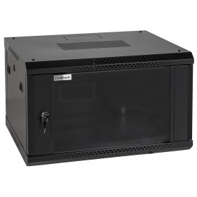 Netrack wall cabinet F-Line Rack 19", 6U/600x450mm - black, glass door, opening sides - 1