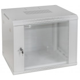 Netrack F-Line 19" Wall Cabinet 9U/600x450mm - Grey, Glass Door, Opening Sides - 1