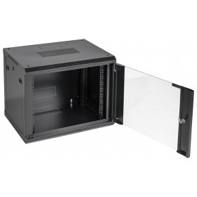 Netrack F-Line 19" Wandschrank 9U/600x450mm - Schwarz, Glastür, Öffnungsseiten - 3