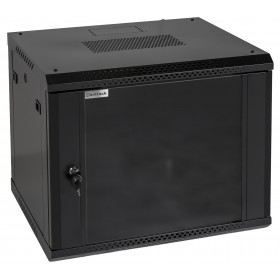 Netrack F-Line 19" Wandschrank 9U/600x450mm - Schwarz, Glastür, Öffnungsseiten - 1