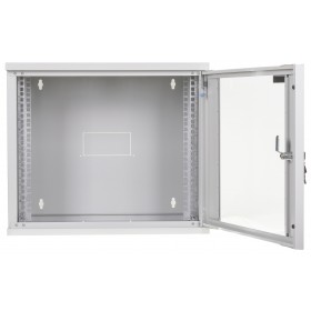 Szafa wisząca RACK 19" 9U, 400mm, Netrack ECO-Line, szara, drzwi przeszklone - 4