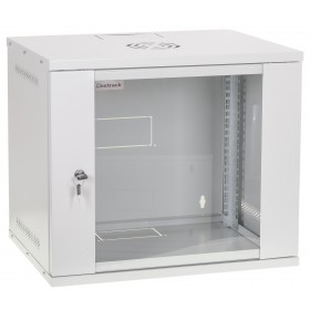 Szafa wisząca RACK 19" 9U, 400mm, Netrack ECO-Line, szara, drzwi przeszklone - 1