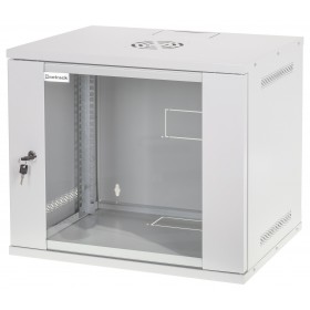 Szafa wisząca RACK 19" 9U, 400mm, Netrack ECO-Line, szara, drzwi przeszklone - 3