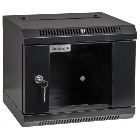 Szafa wisząca RACK 10'', 4U, 300mm, Netrack S-Line, czarna, drzwi szklane - 1