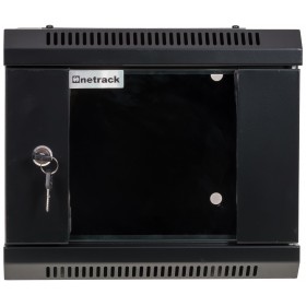 Netrack S-Line wall cabinet 10'', 4U/300 mm - black, glass door - 2