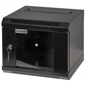 Szafa wisząca RACK 10'', 4U, 300mm, Netrack S-Line, czarna, drzwi szklane - 3