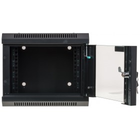 Szafa wisząca RACK 10'', 4U, 300mm, Netrack S-Line, czarna, drzwi szklane - 4