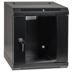 Netrack S-Line wall cabinet 10'', 6U/300 mm - black, glass door - 1