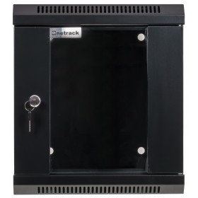 Netrack S-Line wall cabinet 10'', 6U/300 mm - black, glass door - 2