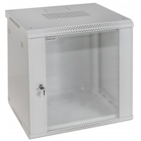 Szafa wisząca RACK 19" 12U, 450mm, Netrack F-Line, szara, drzwi szklane, otwierane boki - 1