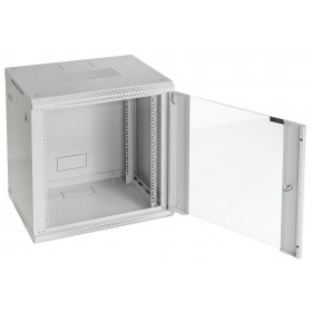 Szafa wisząca RACK 19" 12U, 450mm, Netrack F-Line, szara, drzwi szklane, otwierane boki - 3