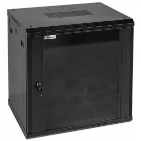 Szafa wisząca RACK 19" 12U, 450mm, Netrack F-Line, czarna, drzwi szklane, otwierane boki - 1