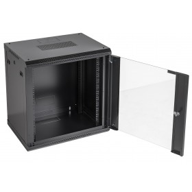 Szafa wisząca RACK 19" 12U, 450mm, Netrack F-Line, czarna, drzwi szklane, otwierane boki - 3