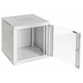 Szafa wisząca RACK 19" 12U, 600mm, Netrack F-Line, szara, drzwi szklane, otwierane boki - 3