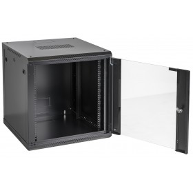 Szafa wisząca RACK 19" 12U, 600mm, Netrack F-Line, czarna, drzwi szklane, otwierane boki - 3