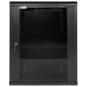 Szafa wisząca RACK 19" 15U, 450mm, Netrack F-Line, czarna, drzwi szklane, otwierane boki - 2
