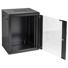 Szafa wisząca RACK 19" 15U, 450mm, Netrack F-Line, czarna, drzwi szklane, otwierane boki - 3