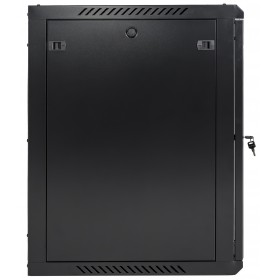 Szafa wisząca RACK 19" 15U, 600mm, Netrack F-Line, czarna, drzwi szklane, otwierane boki - 4