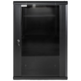 Szafa wisząca RACK 19" 18U, 450mm, Netrack F-Line, czarna, drzwi szklane, otwierane boki - 2