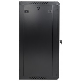 Szafa wisząca RACK 19" 18U, 450mm, Netrack F-Line, czarna, drzwi szklane, otwierane boki - 4