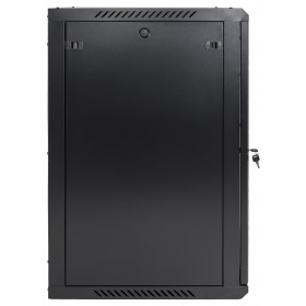 Szafa wisząca RACK 19" 18U, 600mm, Netrack F-Line, czarna, drzwi szklane, otwierane boki - 4